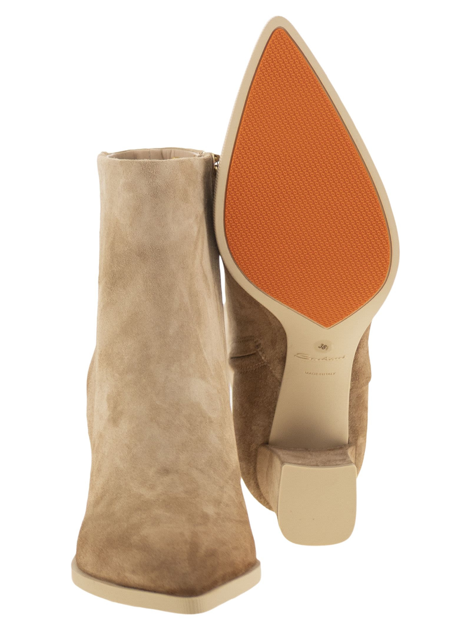 Santoni Women Mid-Heel Suede Ankle Boots - 5