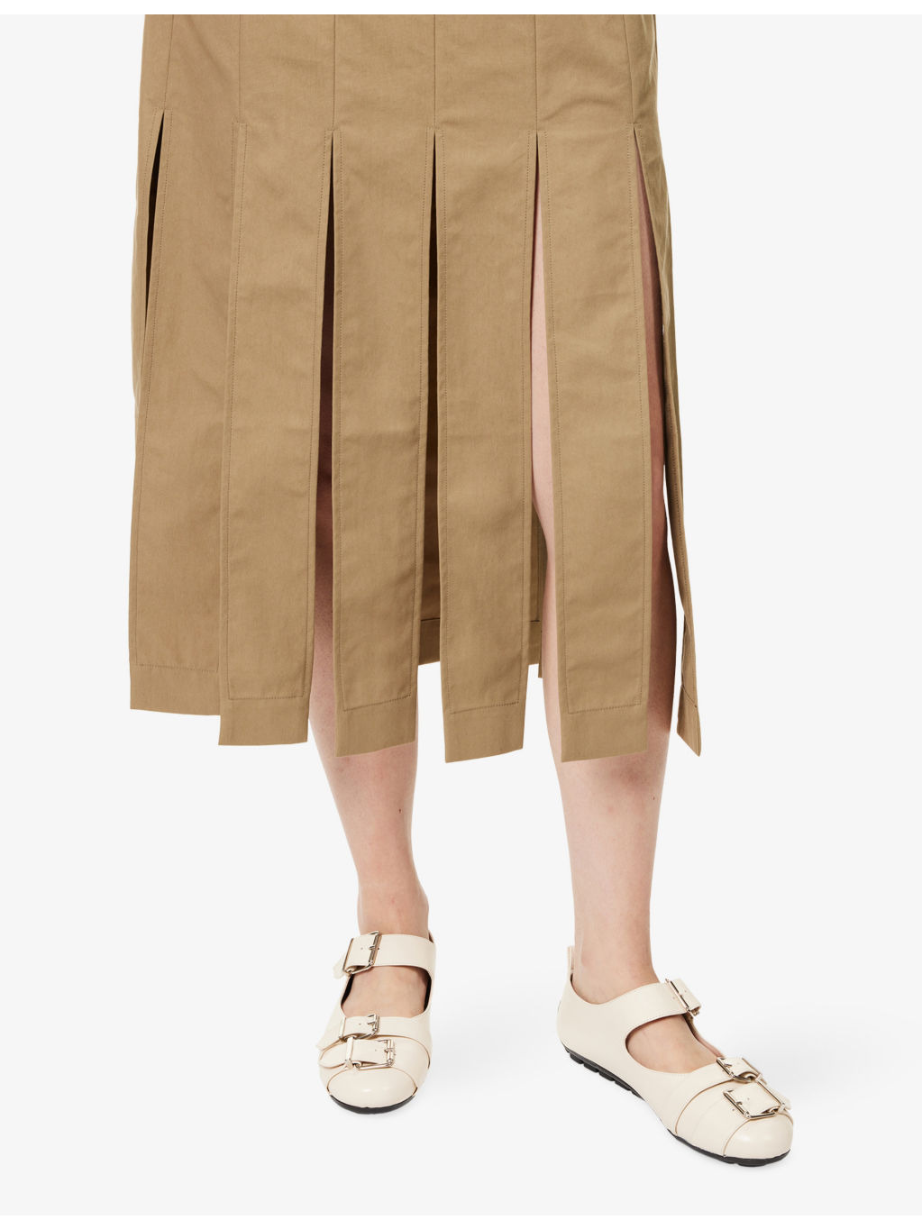 Multi-Split Cotton-Blend Midi Skirt - 5