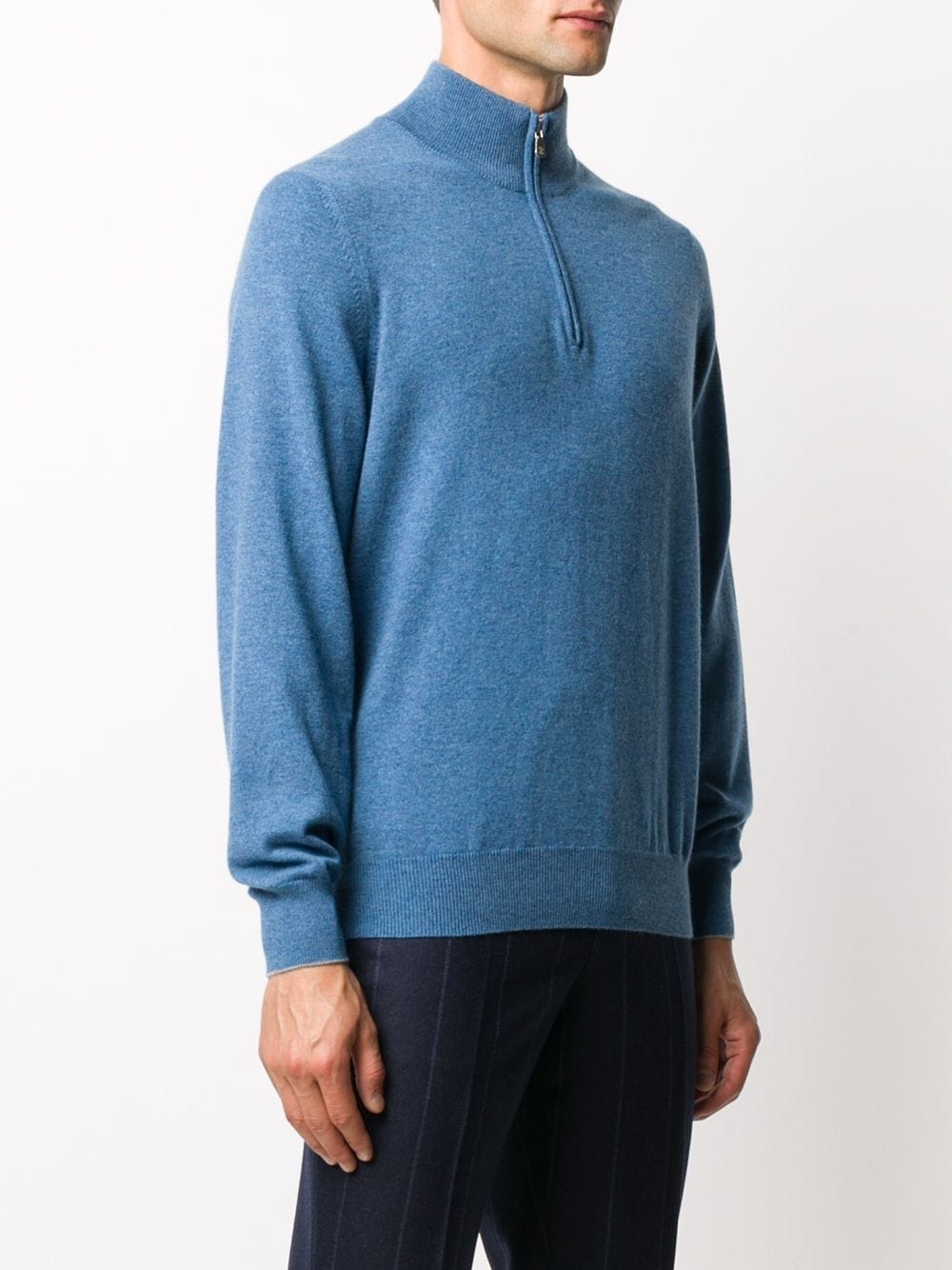 zipped collar cashmere jumper - 3