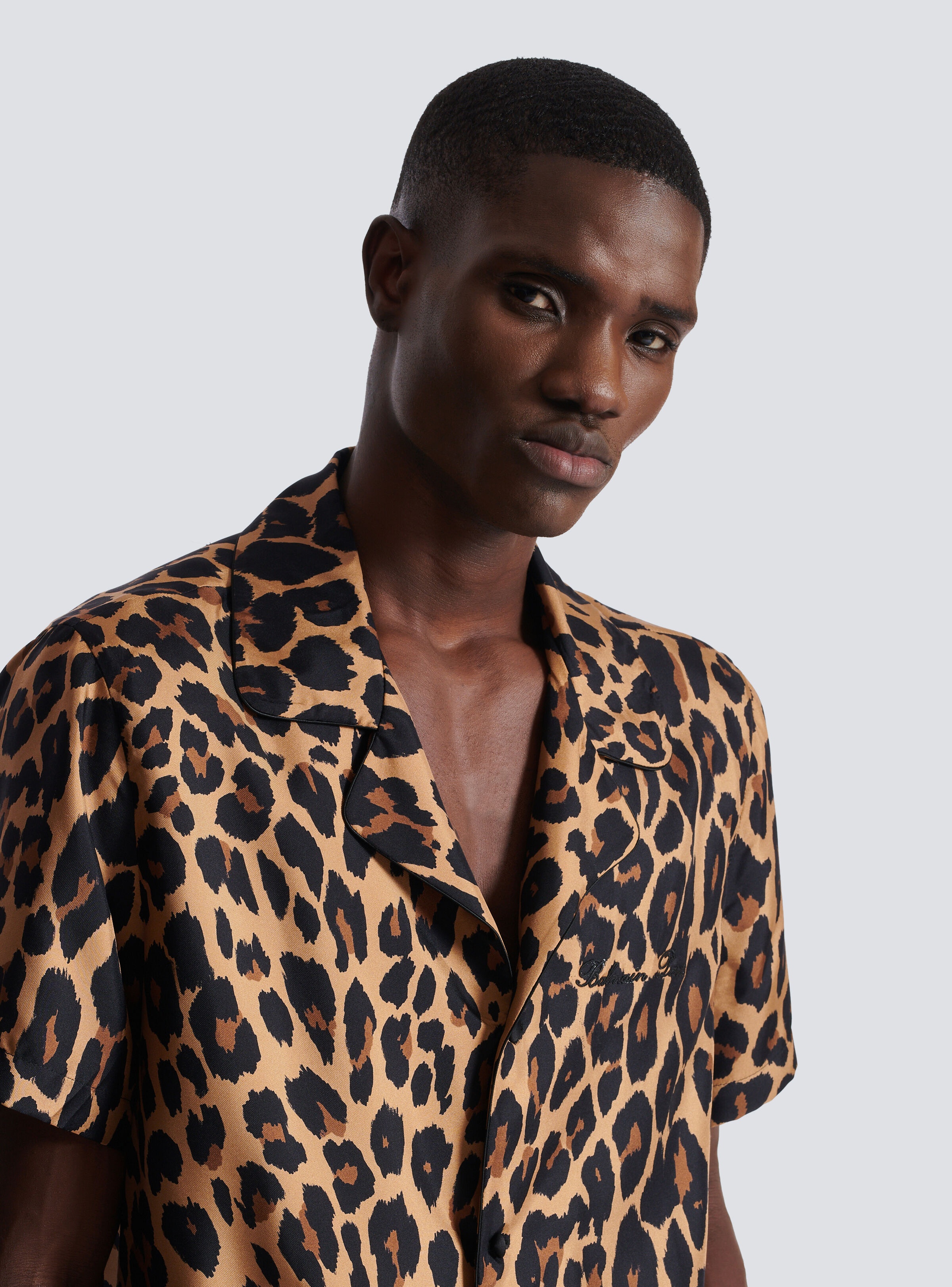 Leopard print silk pyjama shirt - 7