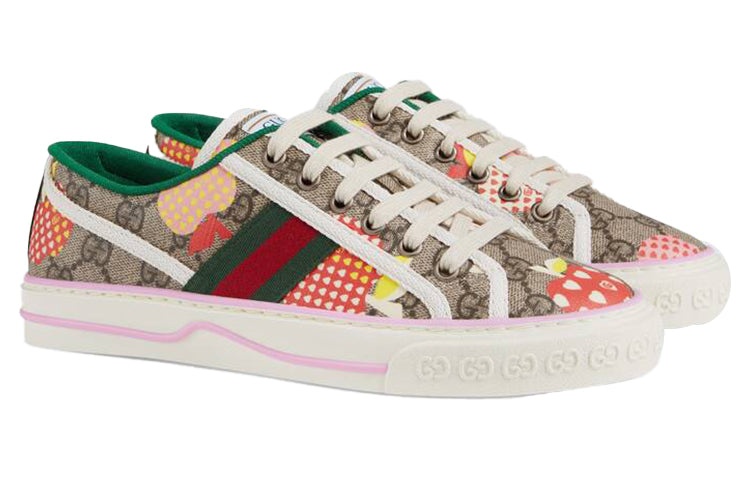 (WMNS) GUCCI Les Pommes Gucci Tennis 1977 'Beige ebony apple print' 664212-22K10-8960 - 2