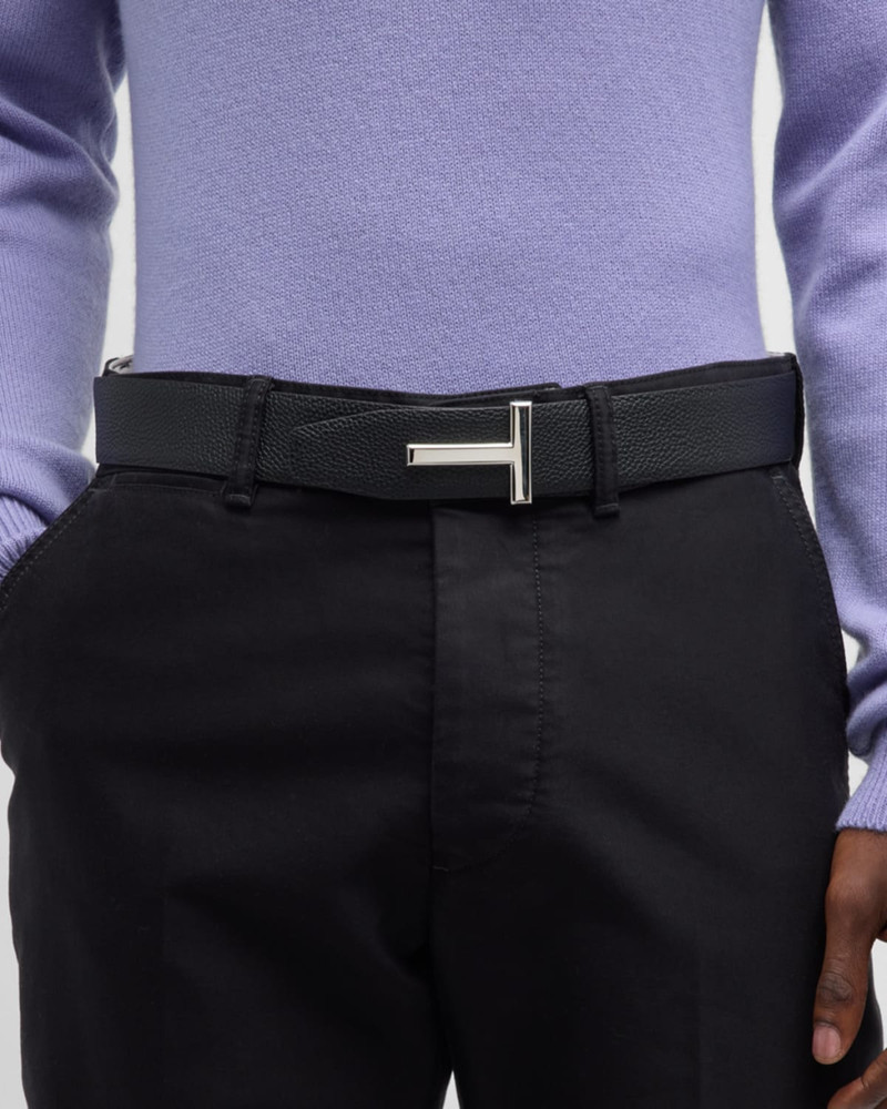 TOM FORD Men's Signature T Reversible Leather Belt outlook