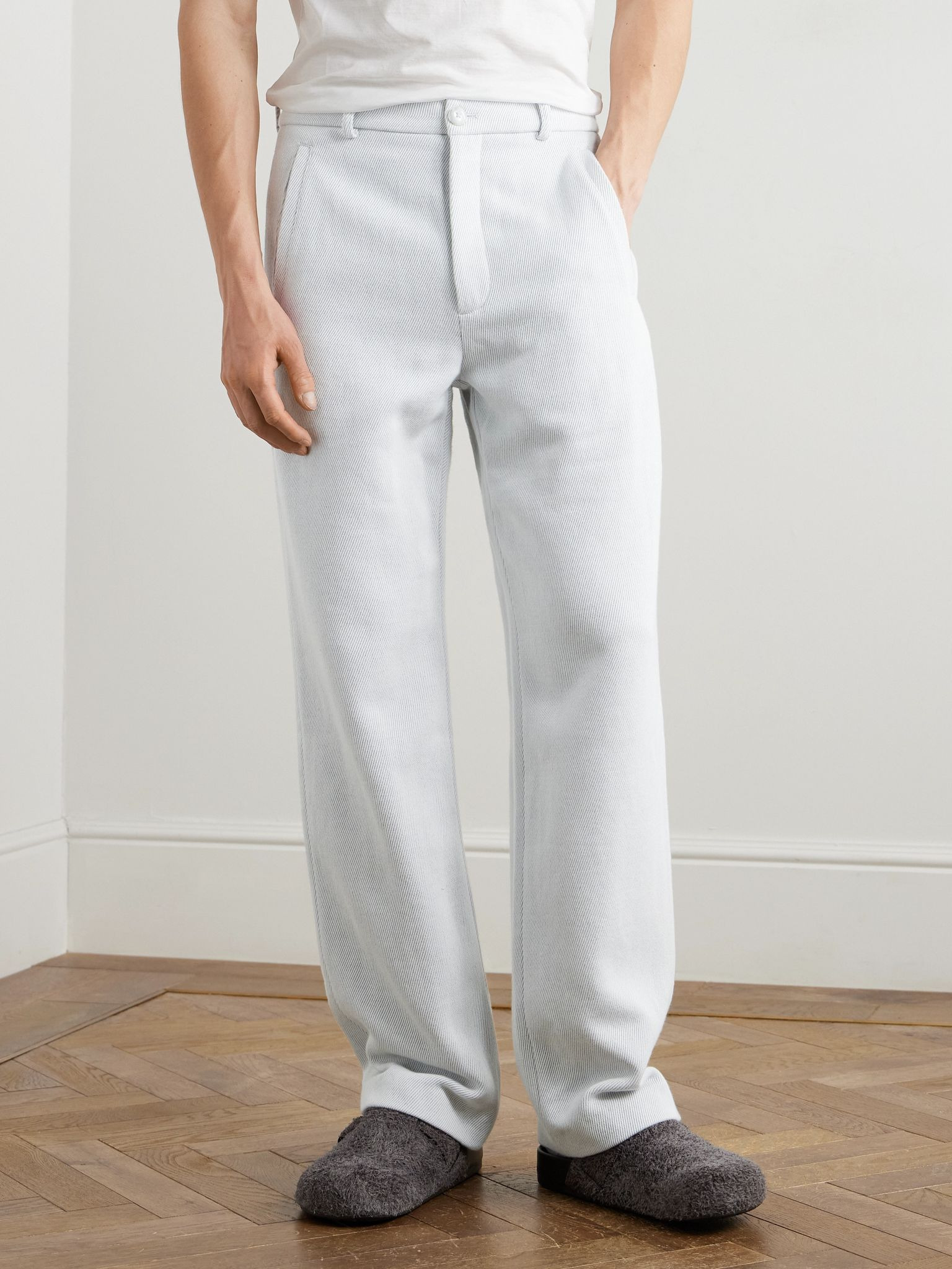 Explorer Straight-Leg Cashmere and Cotton-Blend Twill Trousers White - 3