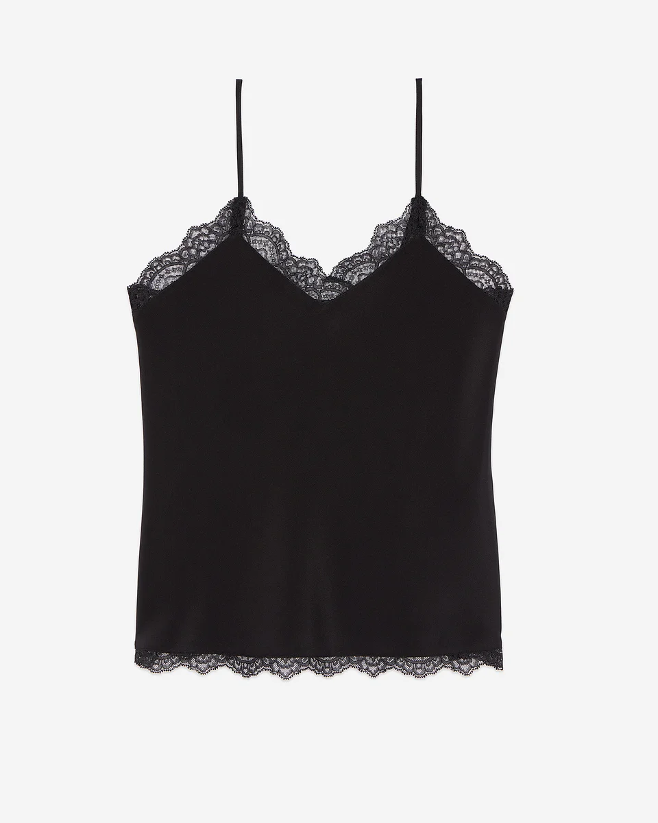 SILK CAMISOLE WITH BLACK LACE - 1