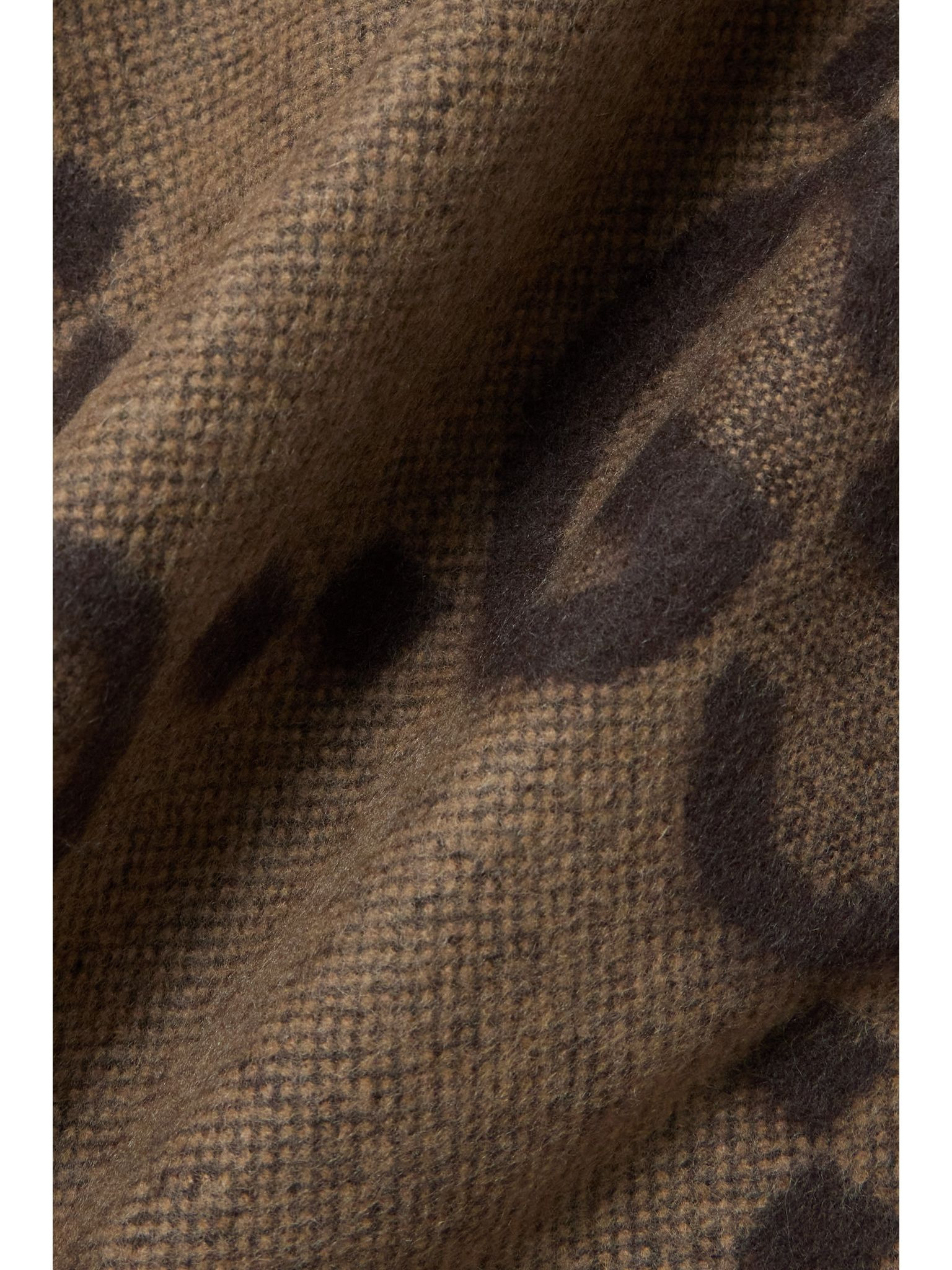 Reversible fringed jacquard-knit cashmere wrap Brown - 4