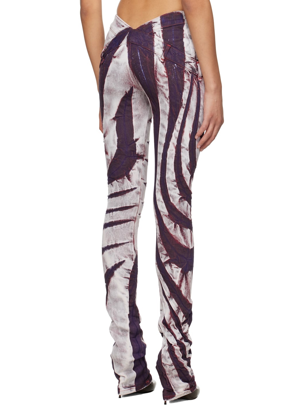 Purple & White V Cut Skinny Jeans - 3