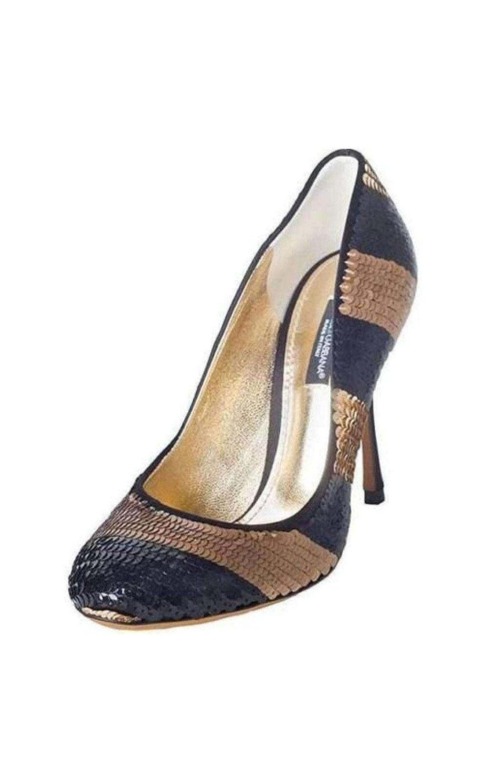 Leather Sequin Striped Pumps - 1