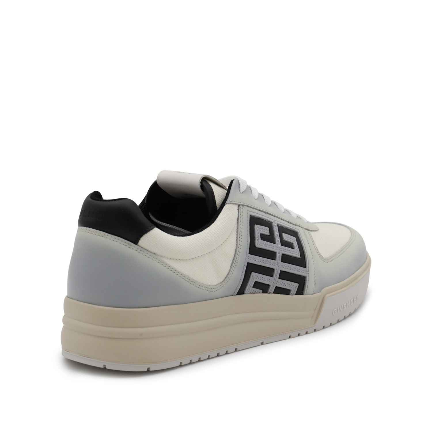 WHITE AND GREY LEATHER 4G SNEAKERS - 3