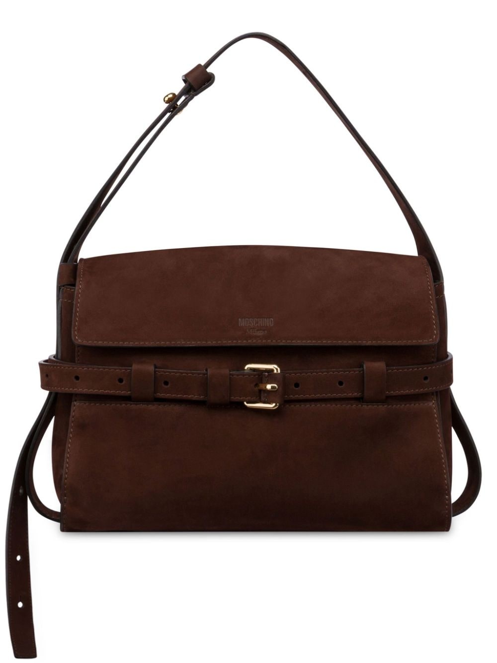 belted leather shoulder bag - 1