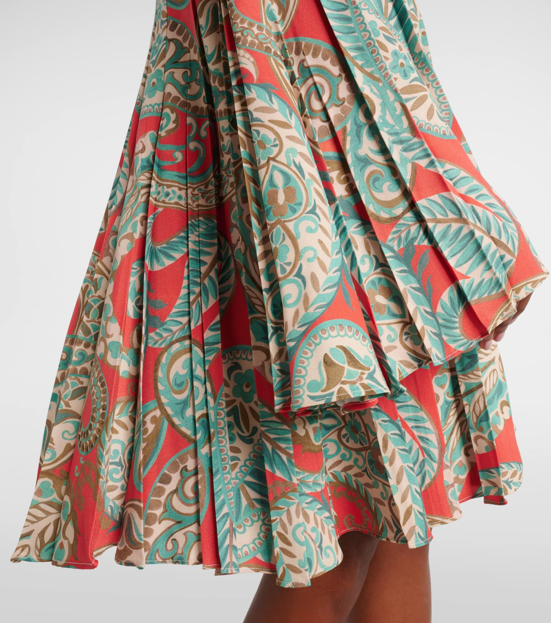 Paisley pleated minidress - 5