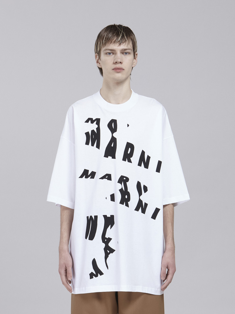 Marni SCANNED LOGO PRINT WHITE JERSEY OVERSIZED T-SHIRT outlook