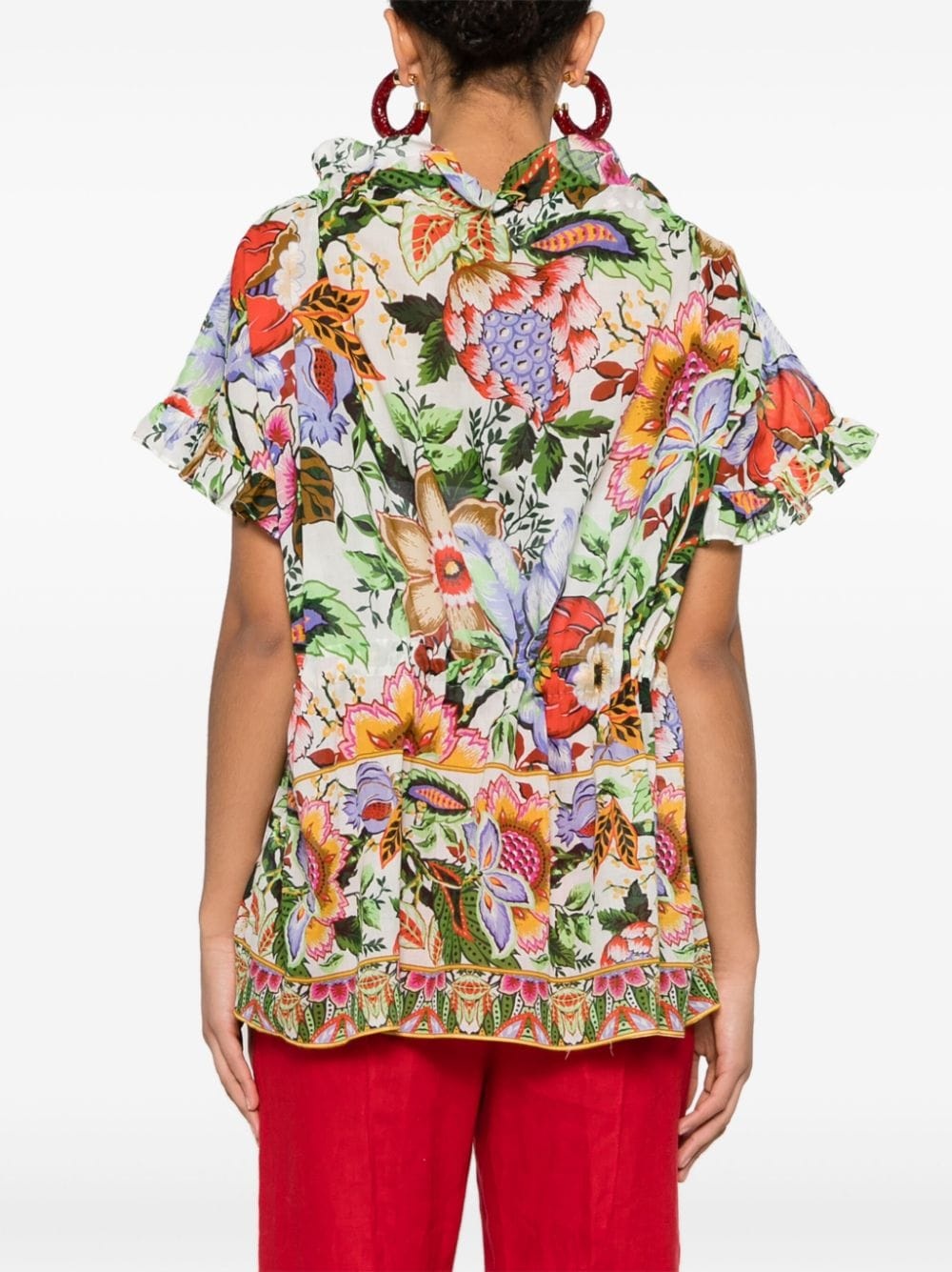 floral-print cotton blouse - 4