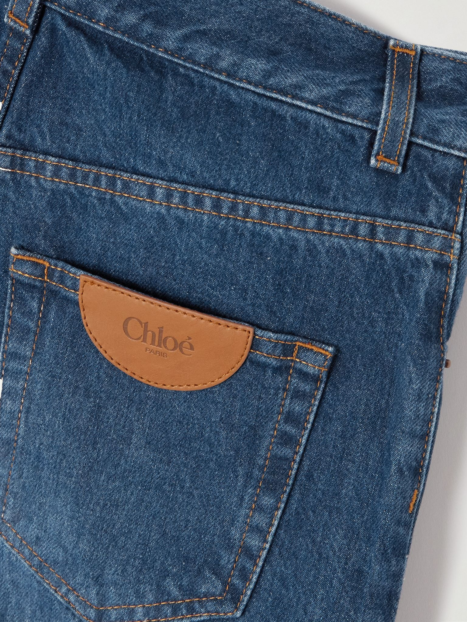 Cropped distressed high-rise wide-leg jeans Dark denim - 6
