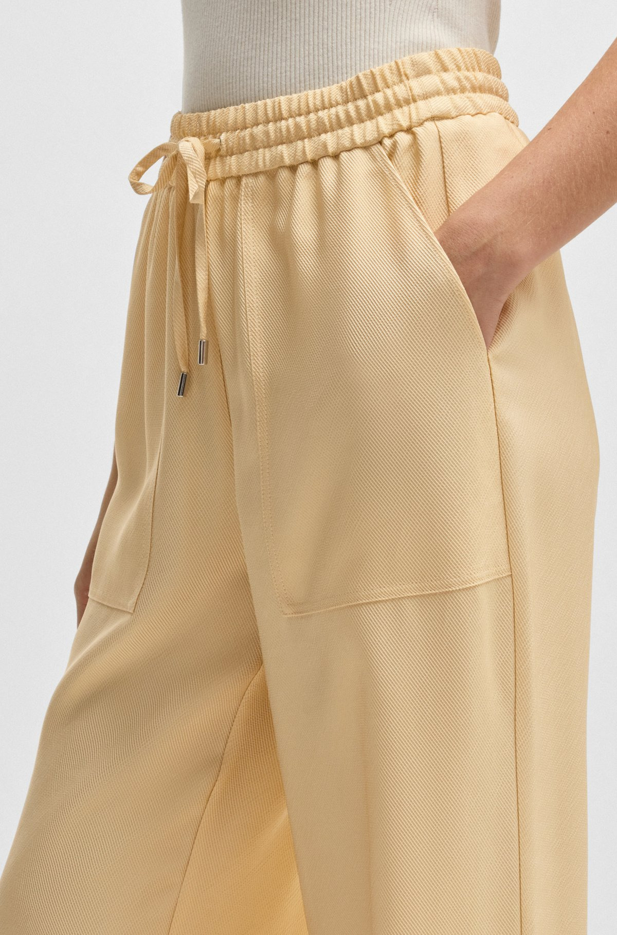 WIDE-LEG DRAWCORD TROUSERS IN SOFT TWILL - 5