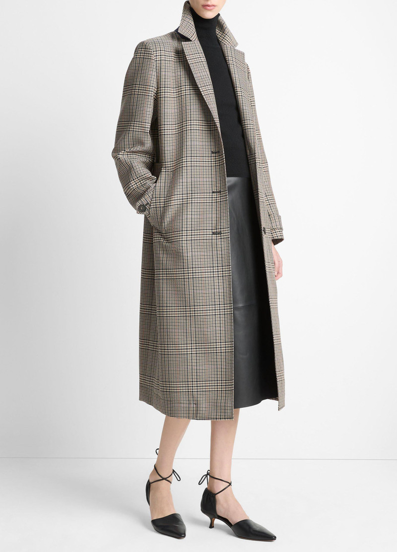 Pressed Plaid Wool-Blend Car Coat 2
