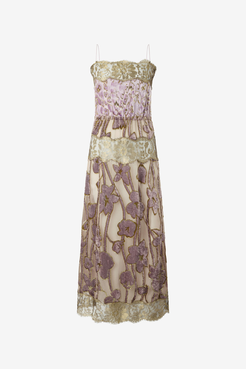 Nude And Lilac Dress With Floral Pattern 1