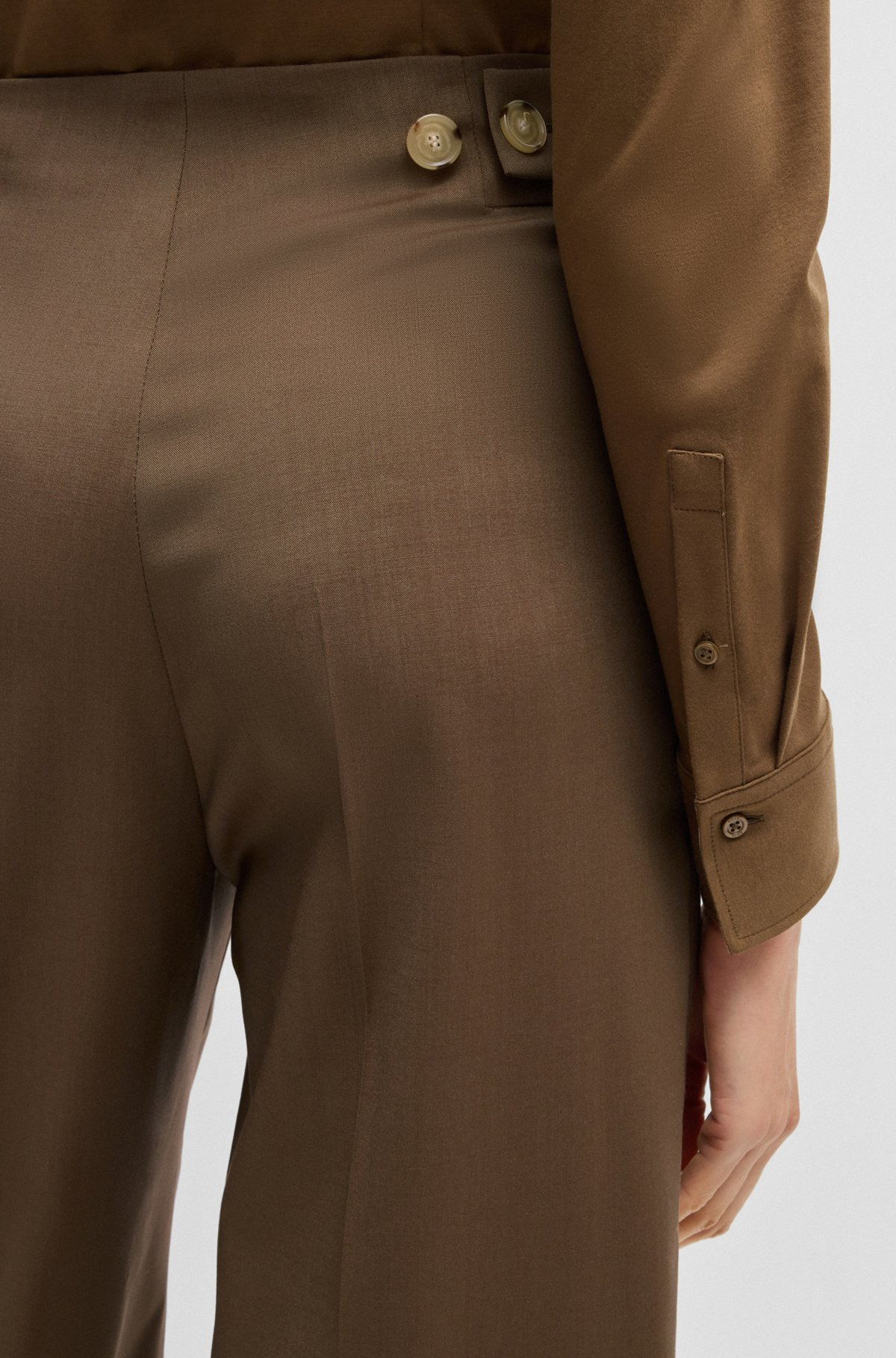 REGULAR-FIT HIGH-WAISTED TROUSERS IN WOOL - 5