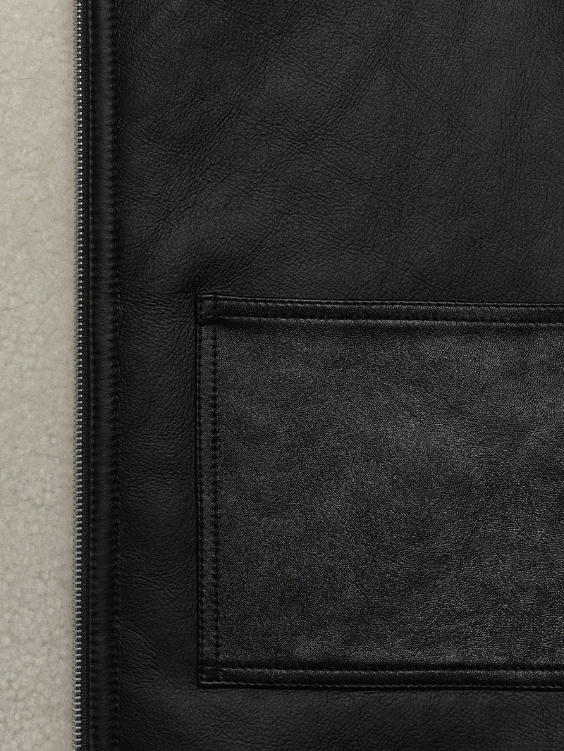 Shearling Vest in Stone Beige/Black 4