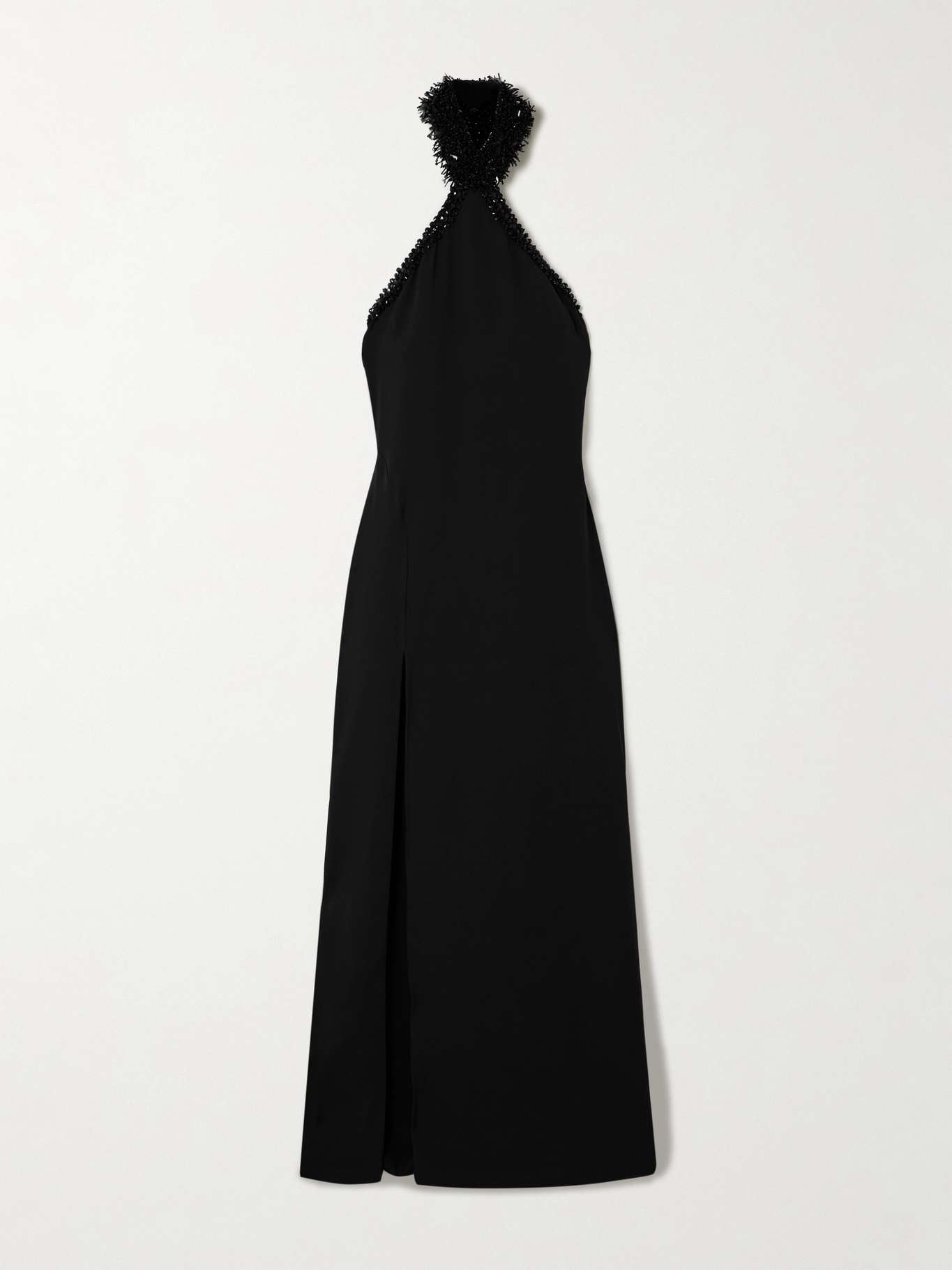 Embellished silk-blend halterneck gown - 1