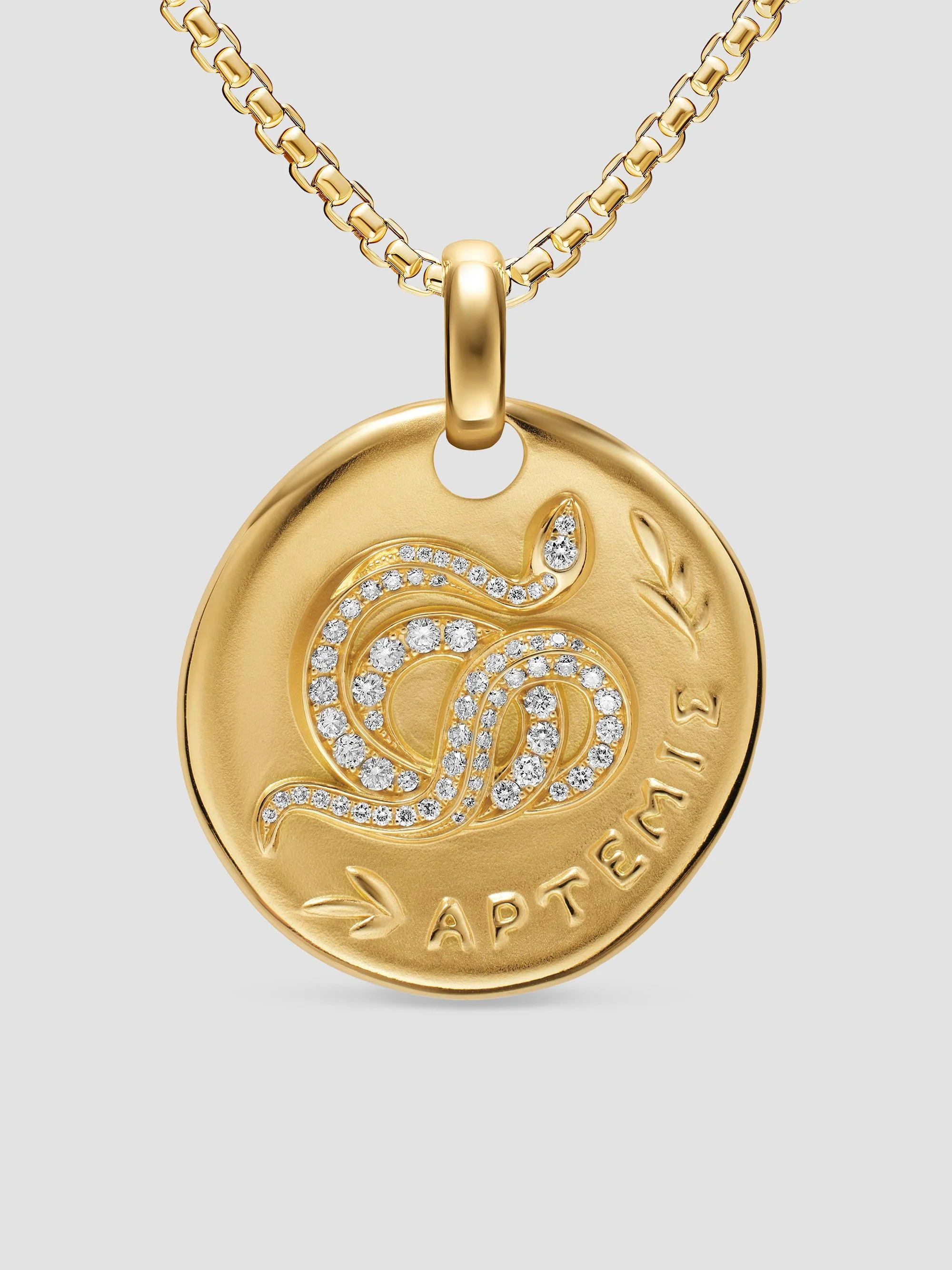 Women's Artemis Medallion Amulet in 18K Yellow Gold with Diamonds, 28.3MM - Gold - 1
