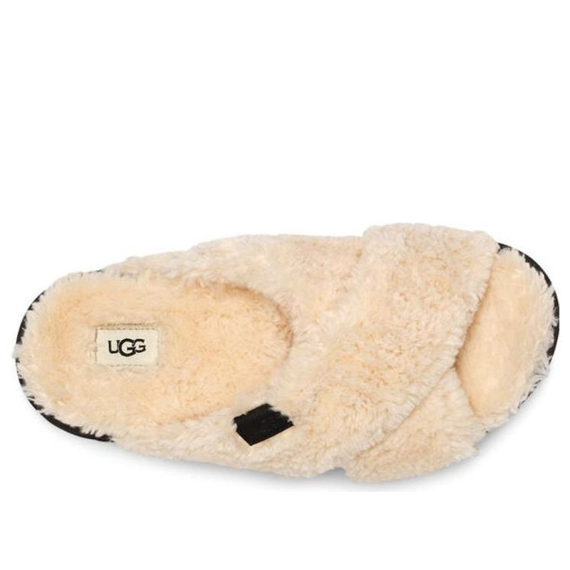 UGG (WMNS) UGG Fuzz Sugar Cross Slide 'Natural Black' 1135131-NBLC outlook