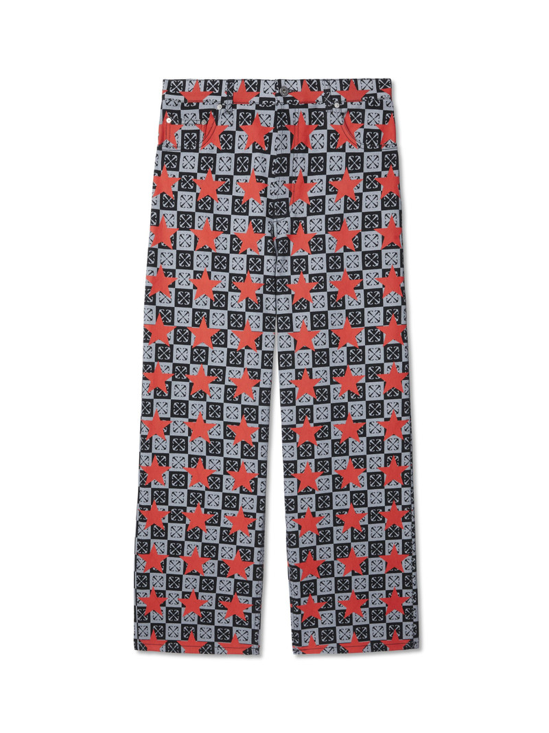 Red/black Stars All Over Straight Jeans 1