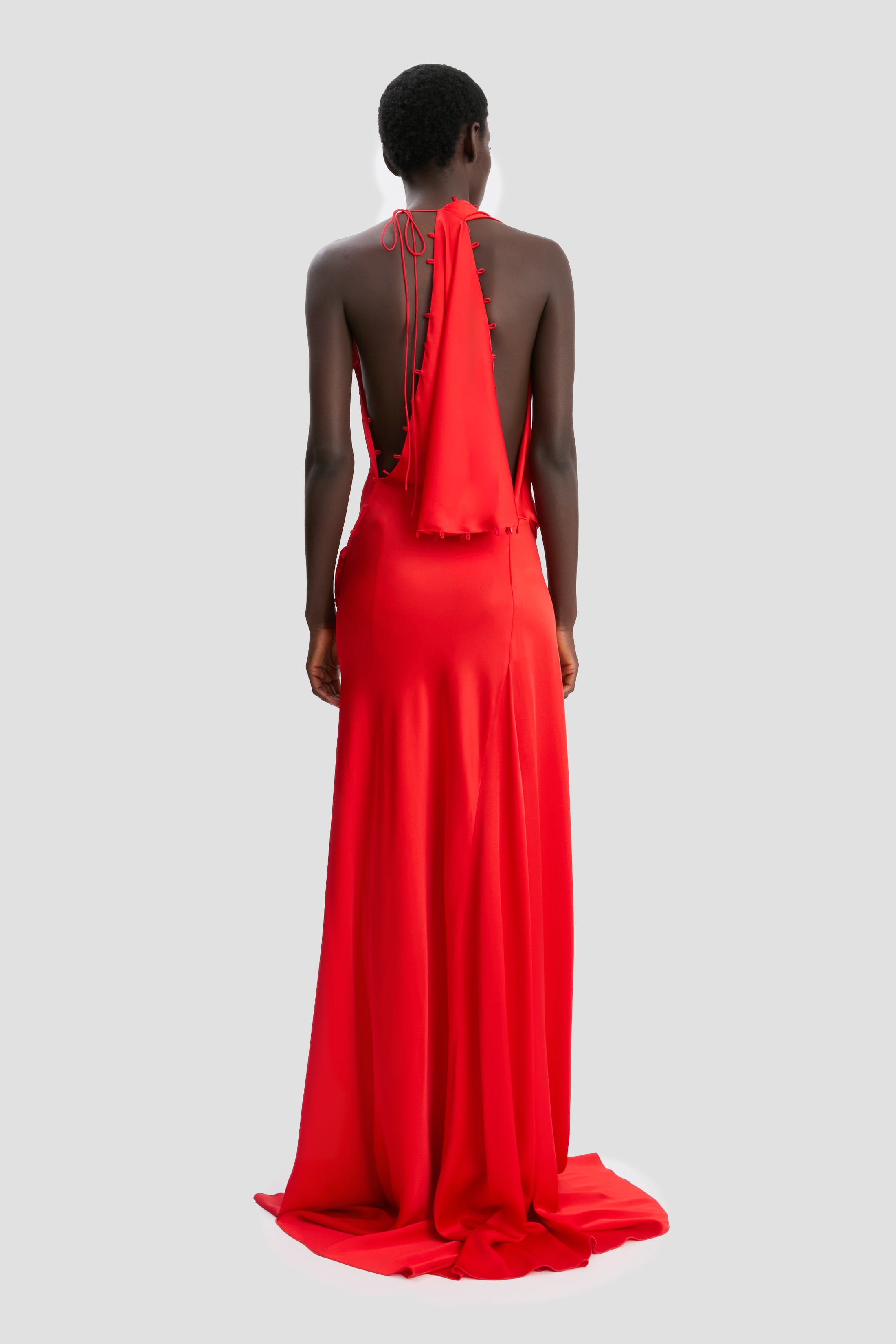 Rouleaux Detail Sleeveless Gown In Cayenne - 7