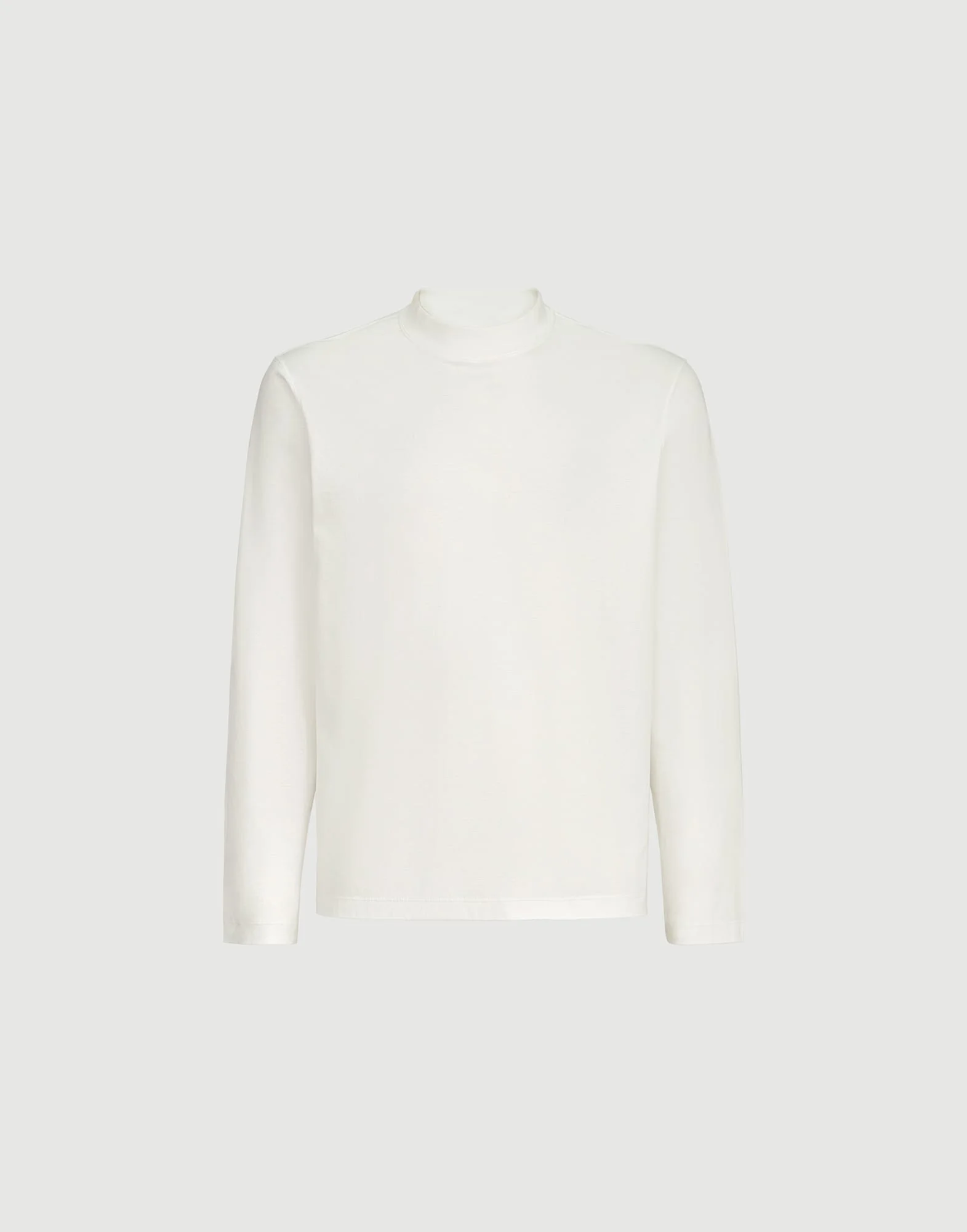 Cotton jersey long sleeve mock neck T-shirt - 1
