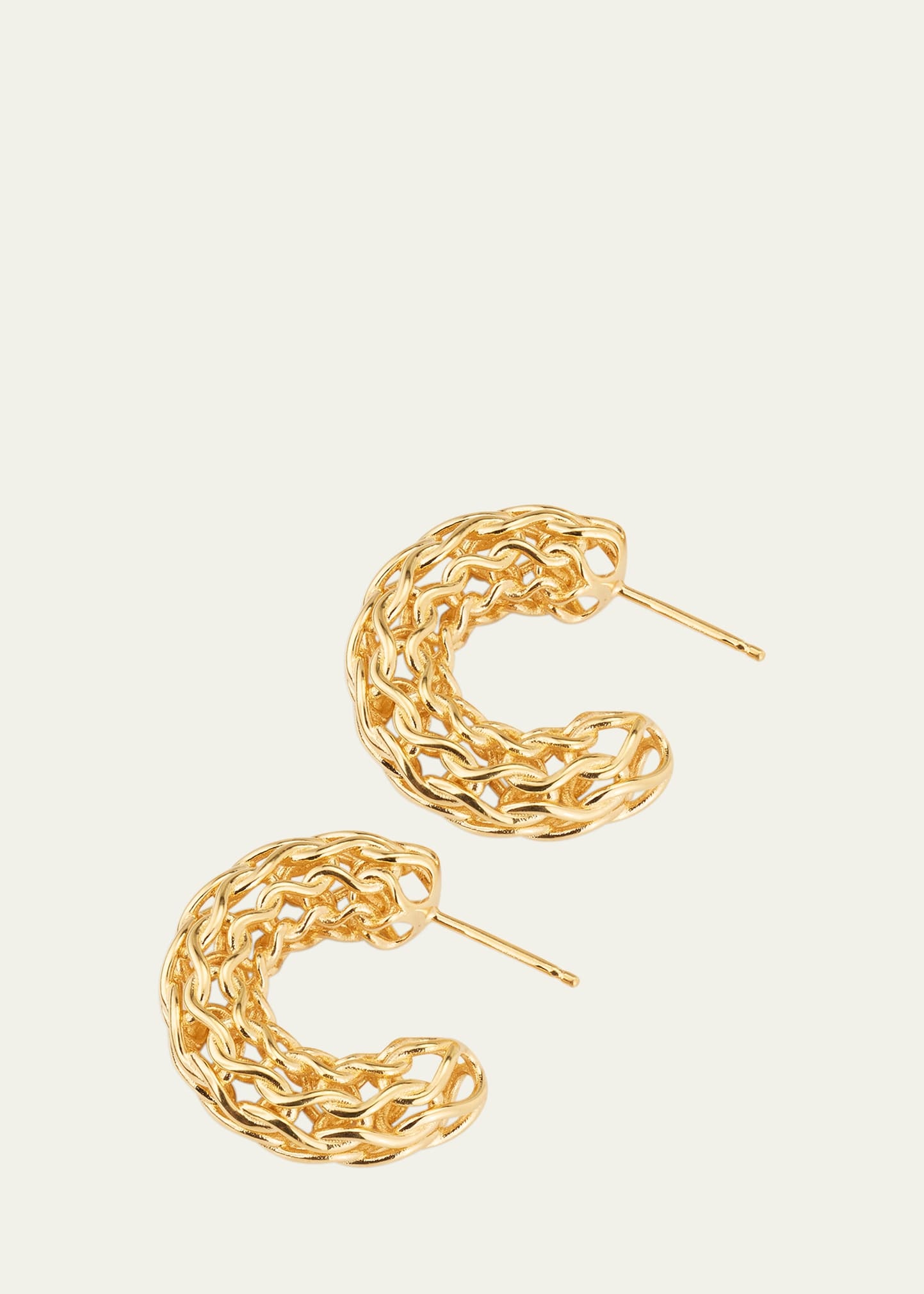 Gold-Finish Sterling Silver Hoop Earrings - 3