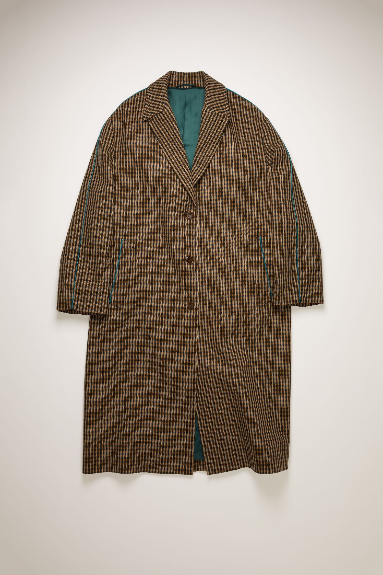 Checked wool coat beige/brown - 1