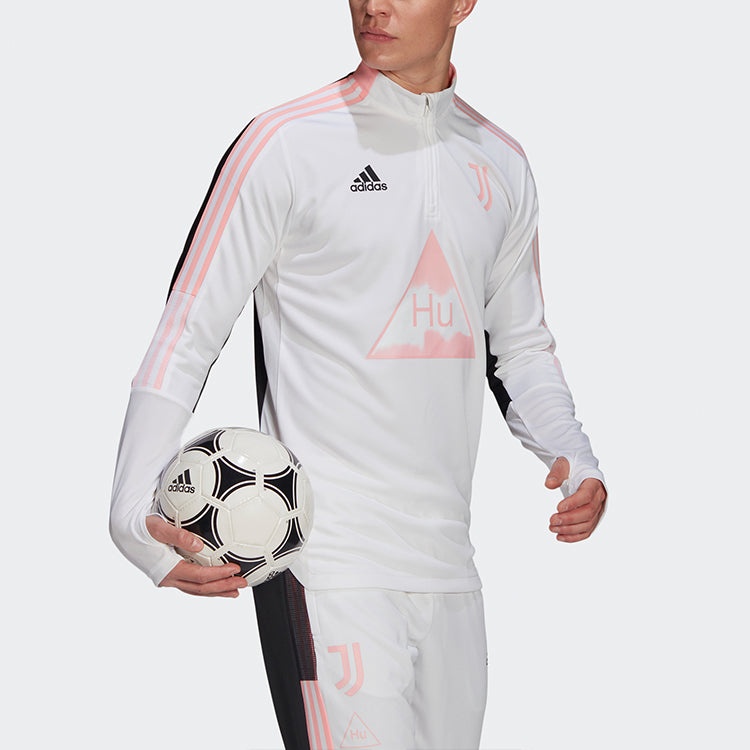 adidas x Crossover Juve Hu Tr Top Juventus Soccer/Football Half Zipper Stand Collar Sports White Bla - 4