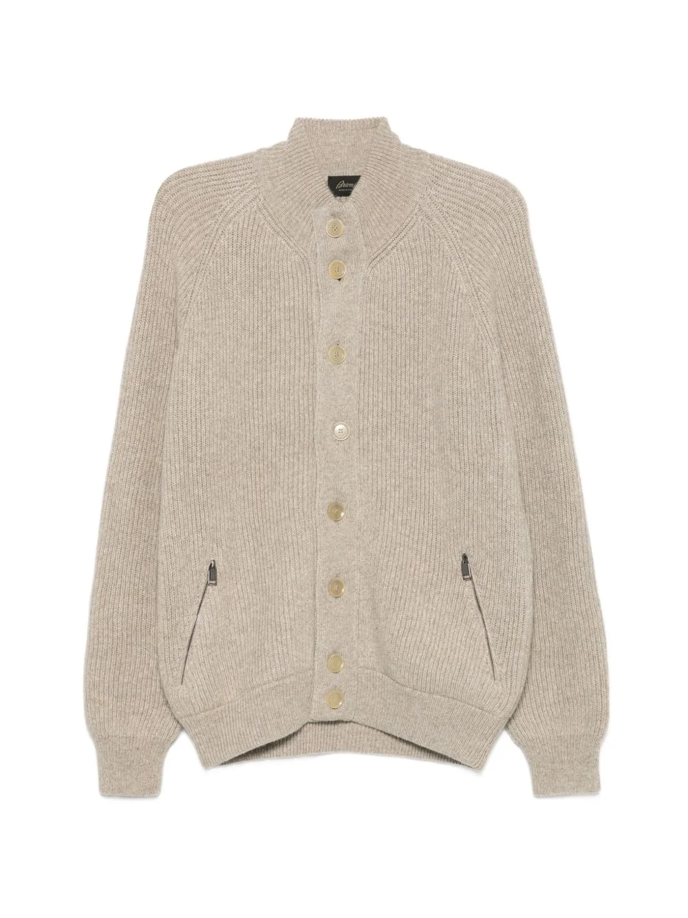 ribbed-knit high-neck cardigan - 1