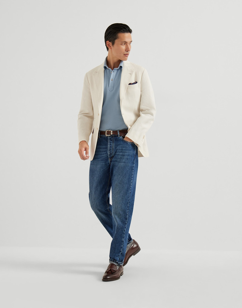 Cotton piqué polo with shirt-style collar 5