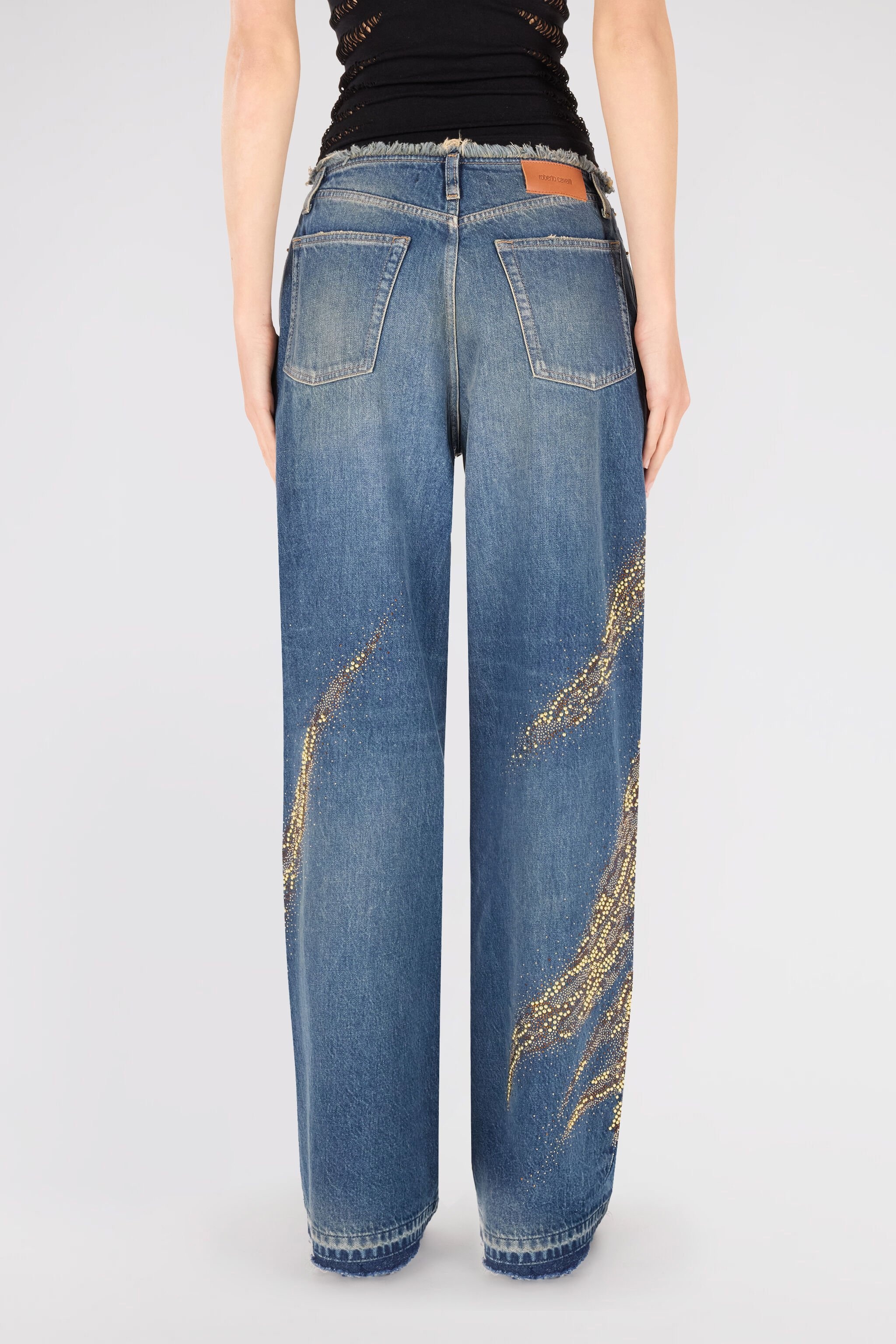 Jeans With Rhinestoned Zebra Pattern - 4