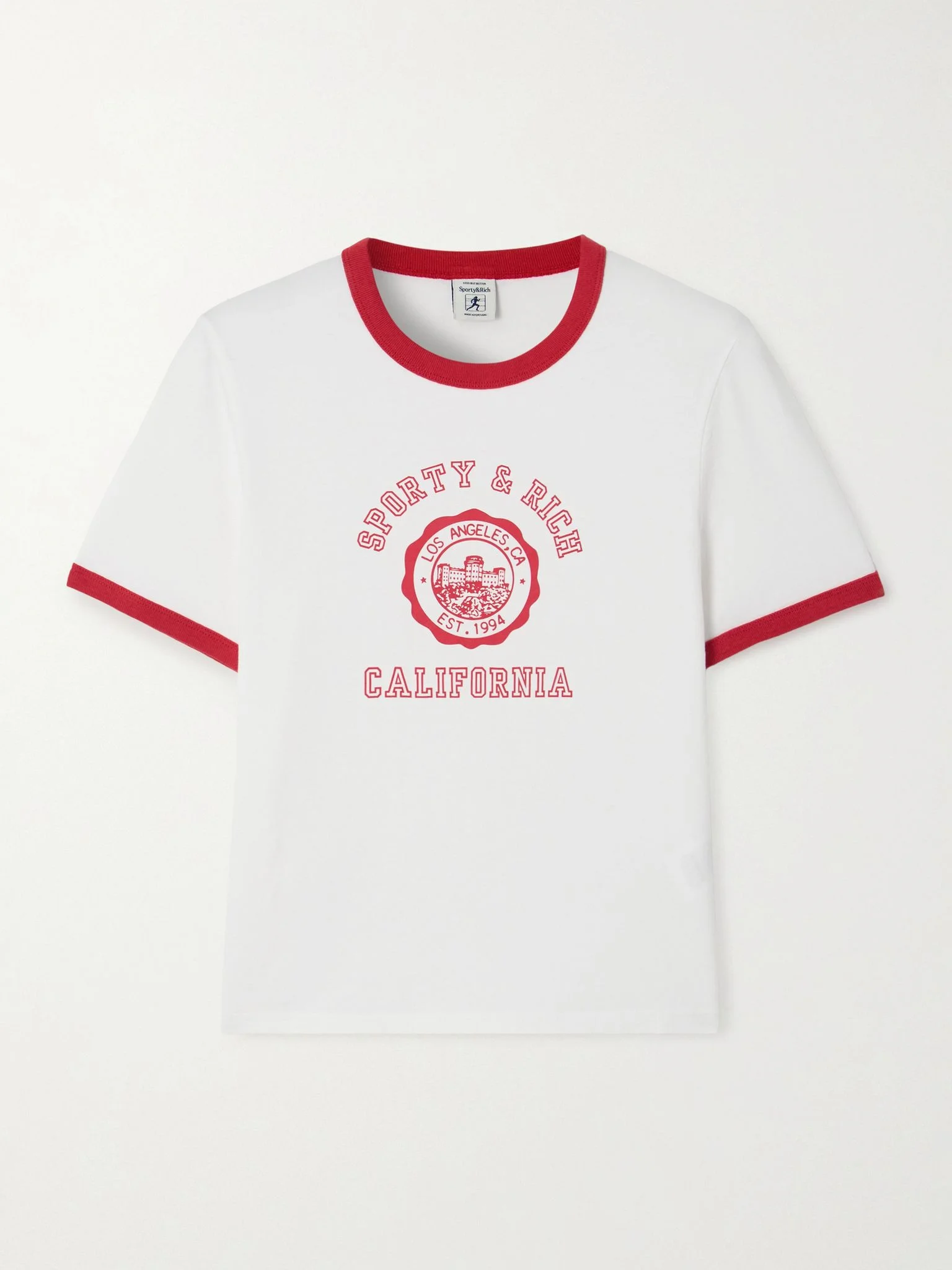 California two-tone printed cotton-jersey T-shirt Red - 1