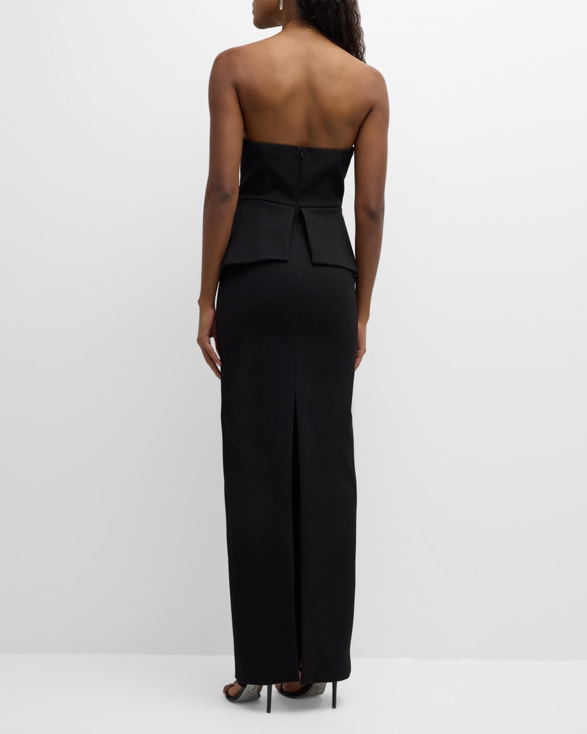 Strapless Crepe Gown with Gathered Bodice - 5