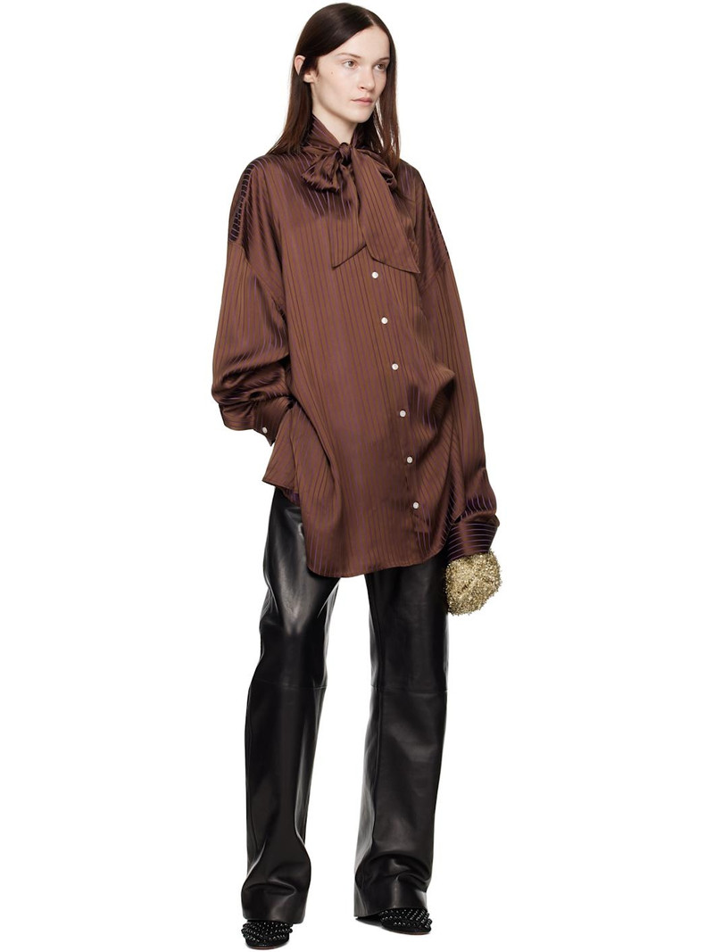 MARIE ADAM-LEENAERDT Brown Lavalliere Fitted Back XXL Shirt outlook