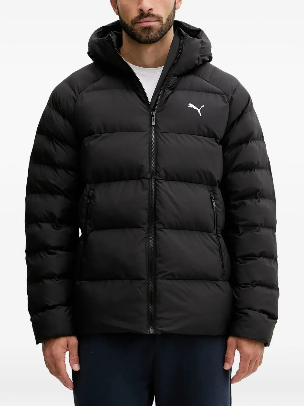 hooded logo jacket - 1