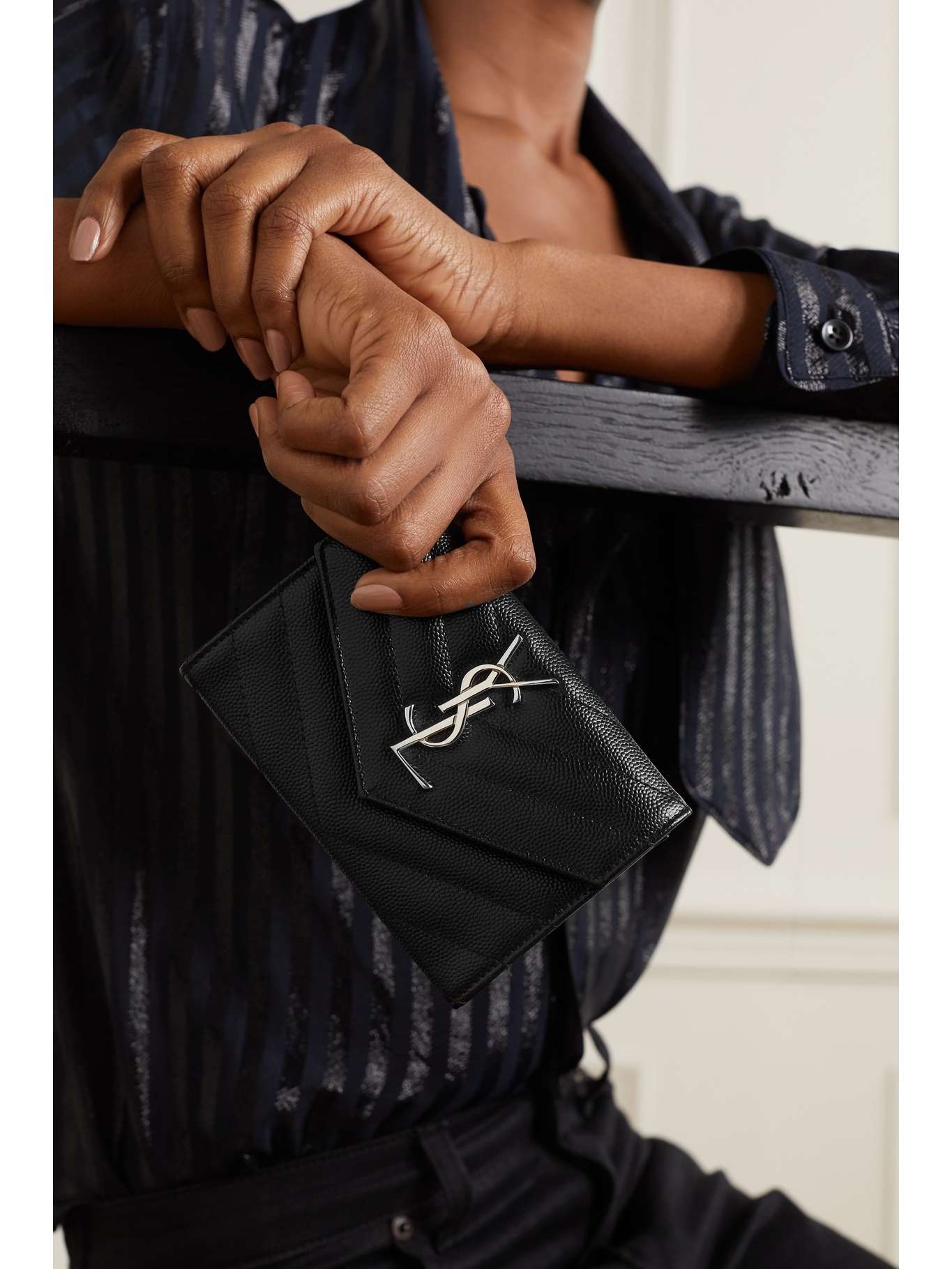 Monogramme quilted textured-leather wallet - 2