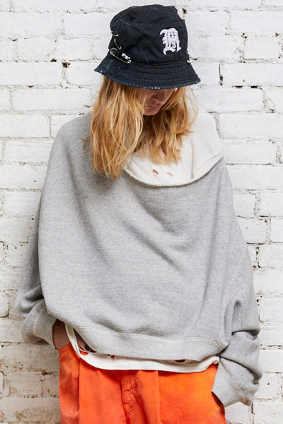 R13 OFF SHOULDER PATTI SWEATSHIRT - HEATHER GREY outlook