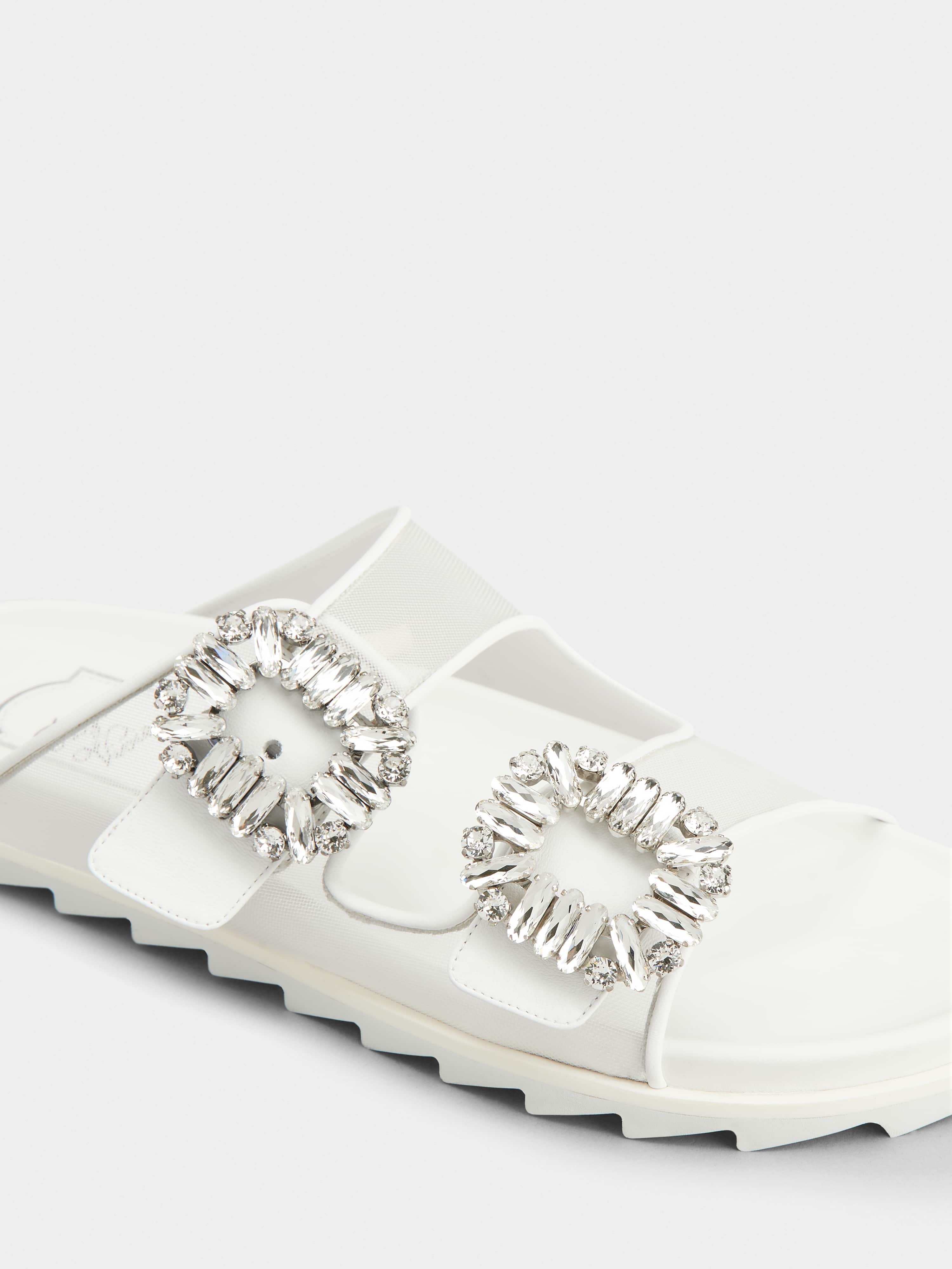 Slidy Viv' Strass Buckle Mules in Fabric - 3
