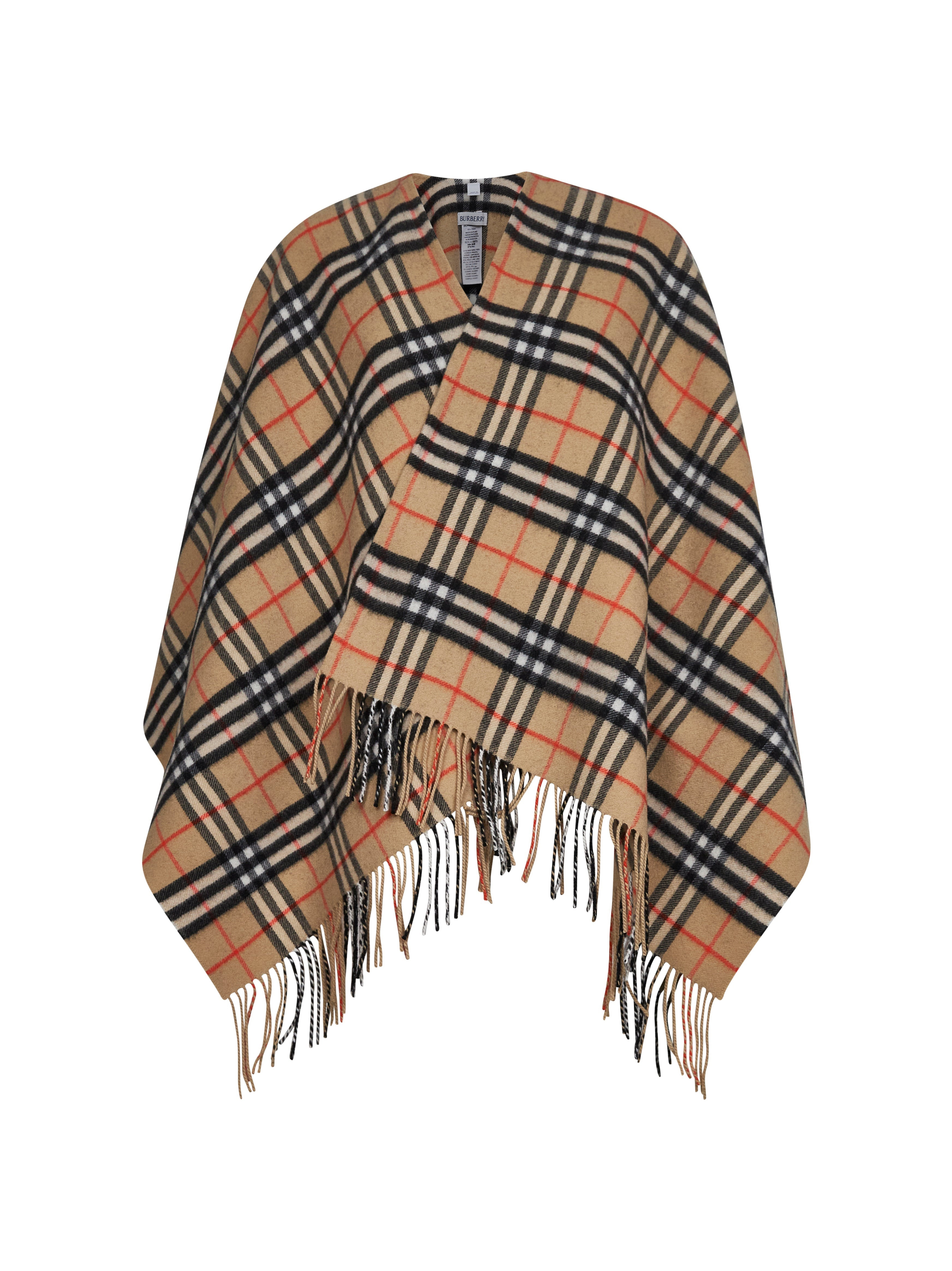 Burberry Women Beige Check Wool And Cashmere Cape - 2