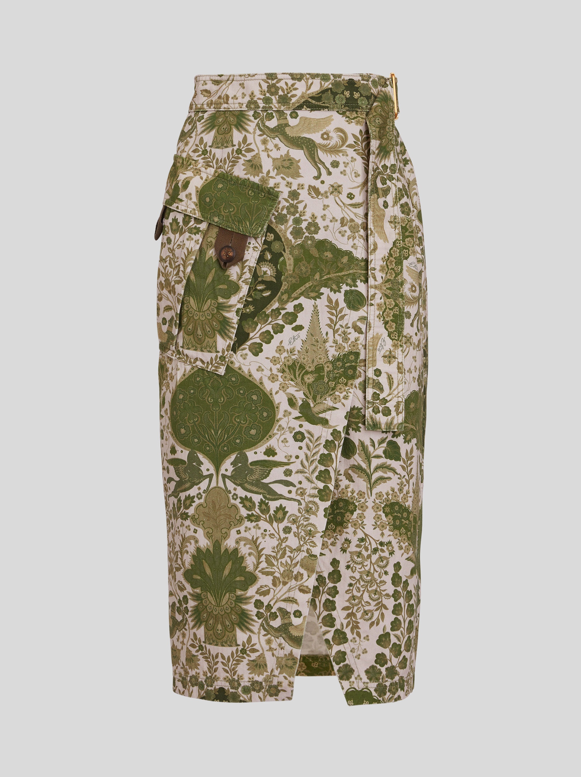 PRINTED COTTON WRAP SKIRT - 1