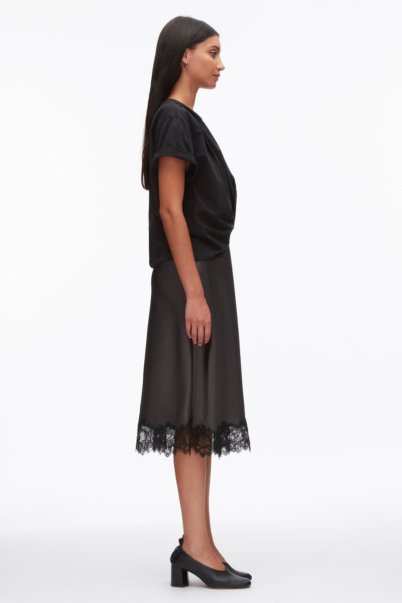 Draped Combo T-Shirt Dress with Lace Trim 3