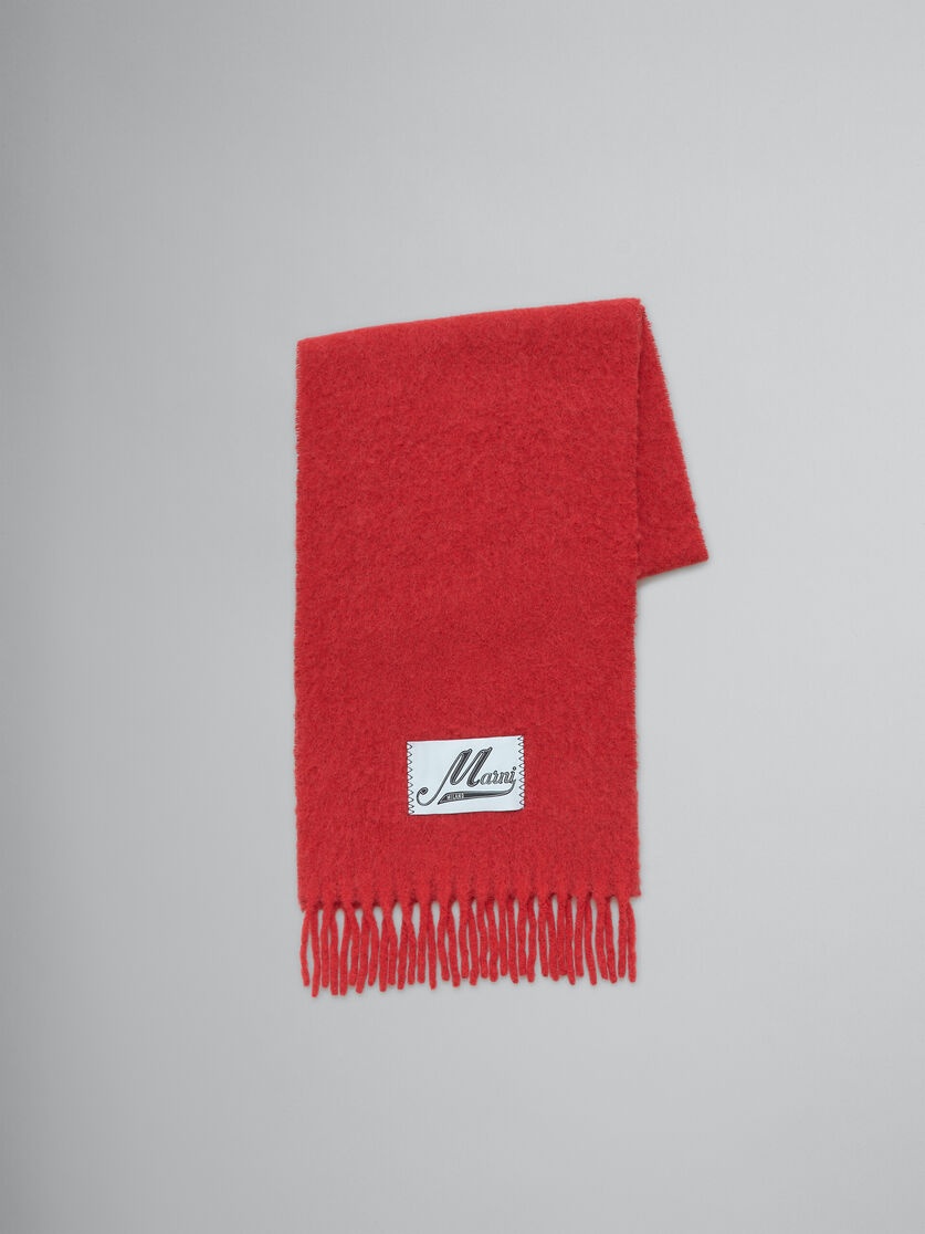 【MARNI】BRUSHED ALPACA SCARF / ALPACA MIX Marni RED BRUSHED ALPACA SCARF WITH FRINGES | REVERSIBLE