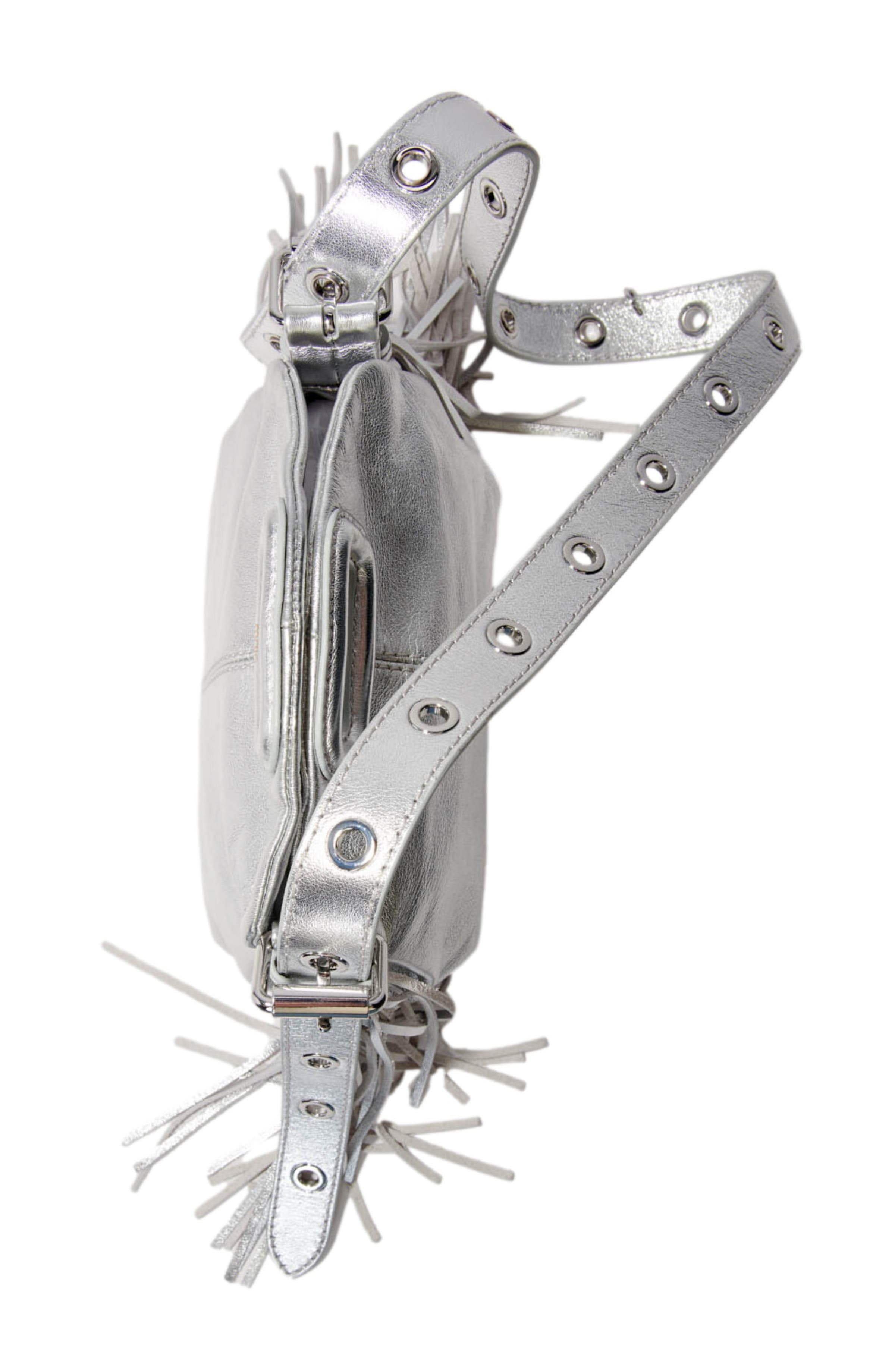 maje Metallic leather Miss M Mini bag in Silver at Nordstrom - 5