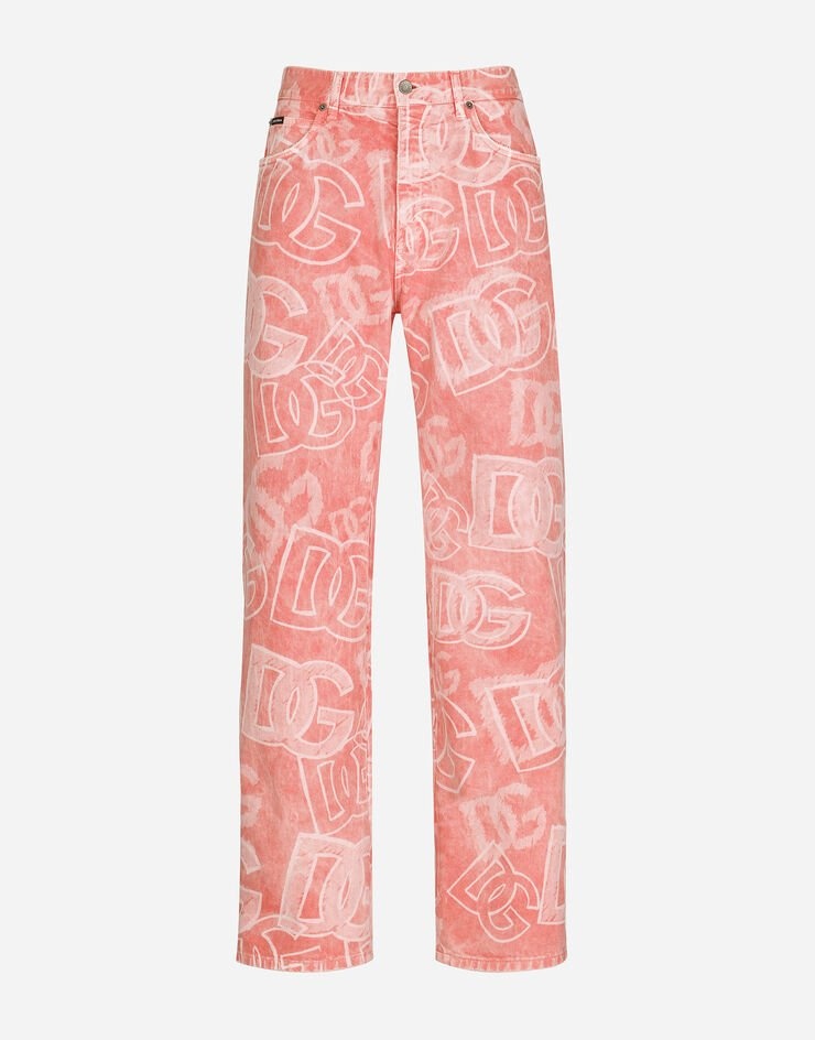Oversize pink jeans with all-over DG print - 3