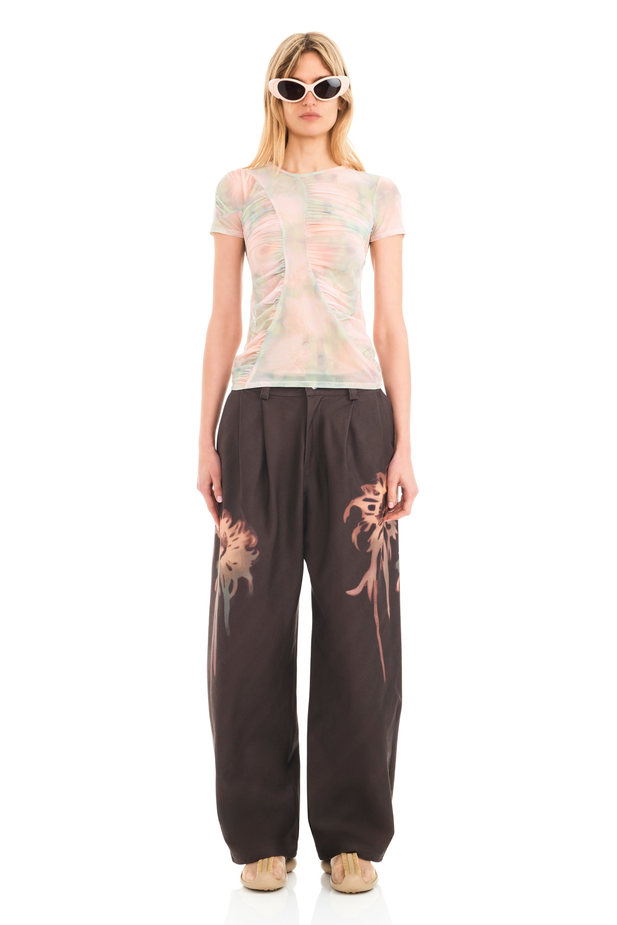 WASHED DAISY PLAID SERPENTINE S/S TOP - 2