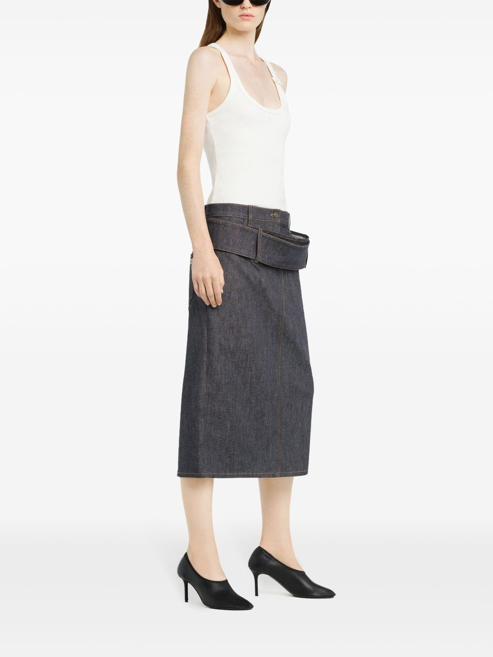 double-belt denim skirt - 3