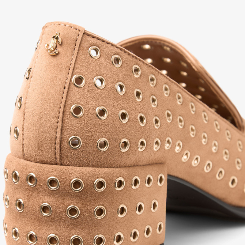 null Toffee Suede Slippers with Eyelets 4